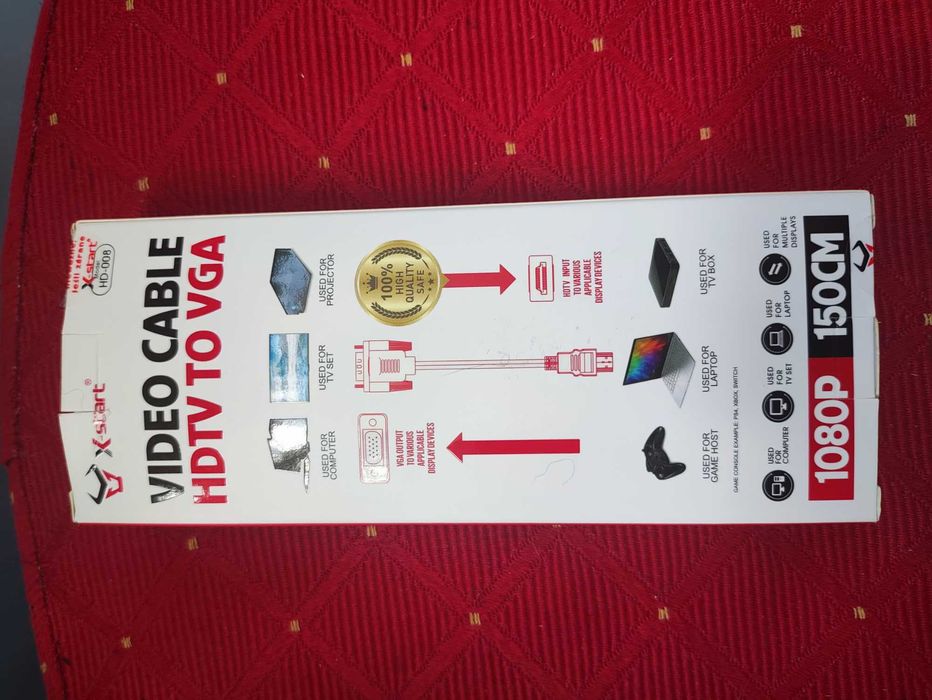 Kabel HDMI 1080P VGA Przewód do Komputera PC Laptopa Monitora video