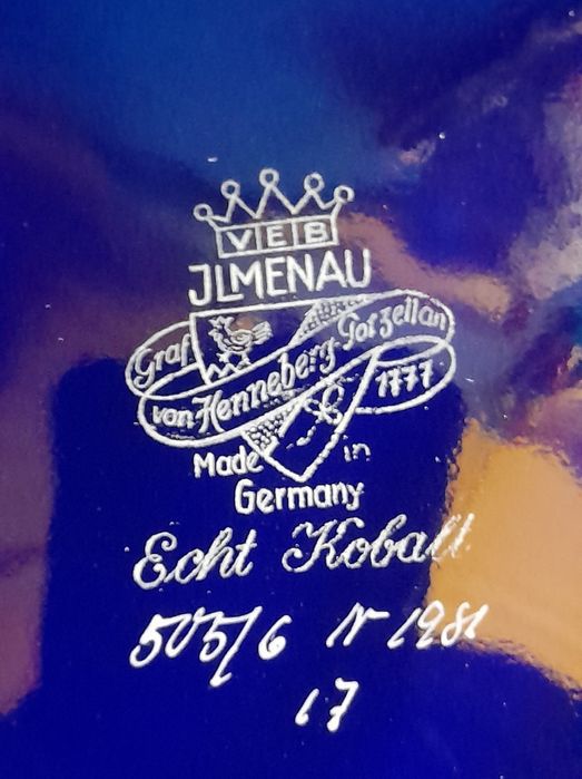 Patera kobaltowa, złocona Ilmenau Germany  lata 60