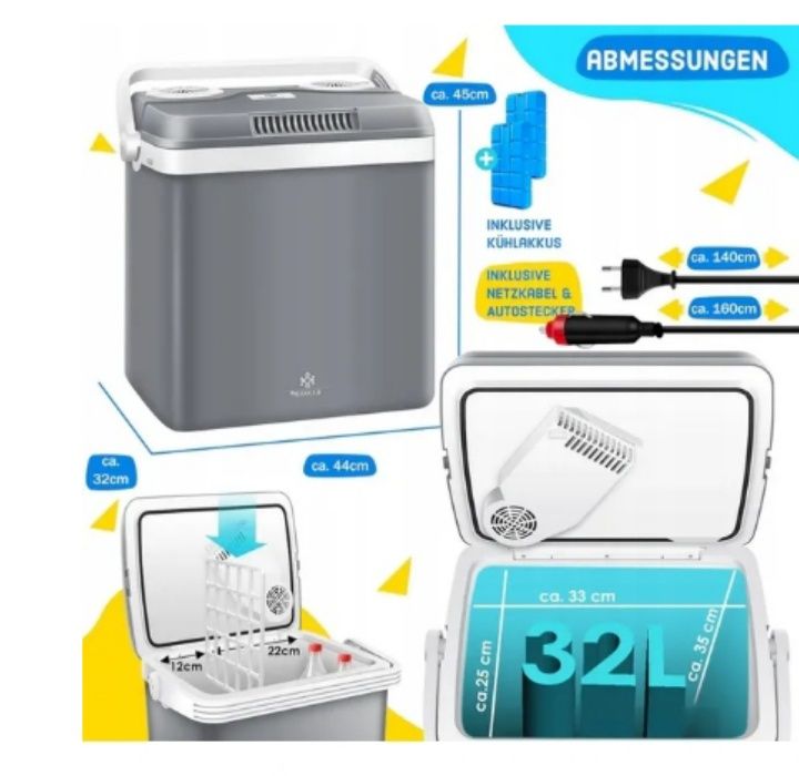 Lodówka termoelektryczna turystyczna 32 L Kesser 32 cm x 44 cm x 44 cm