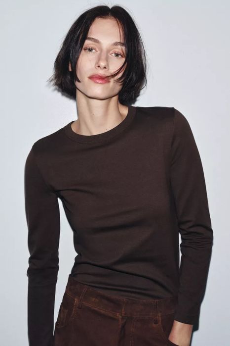Реглан шоколадний лонгслів джемпер кофта zara зара