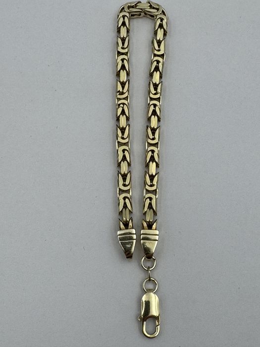 Srebrna pozłacana bransoleta krolewska 925 26,50 g 22,5 cm 4mm