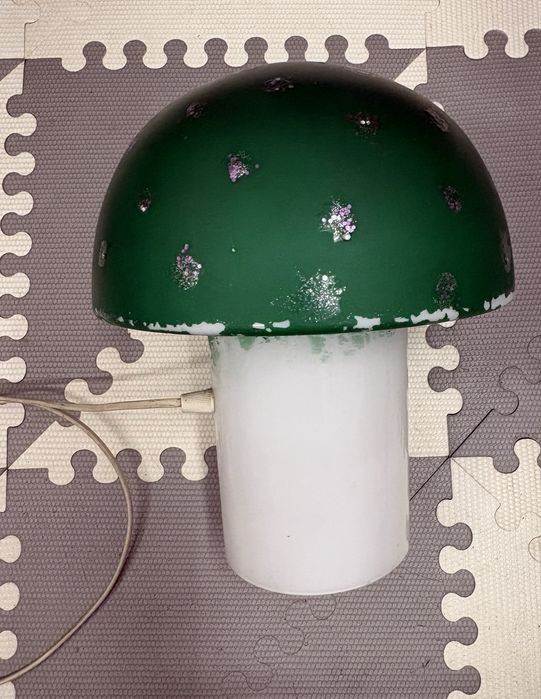 Lampka nocna, zielona, szklana
