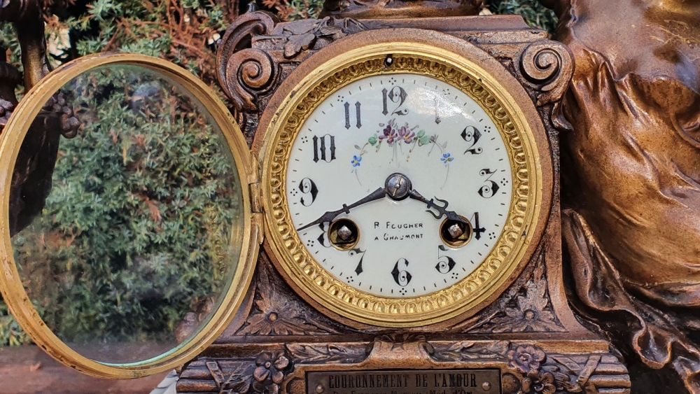 Zegar kominkowy antyk XIXwiek sygnowany August Moreau prezent