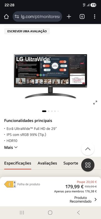Monitor LG 29 pol