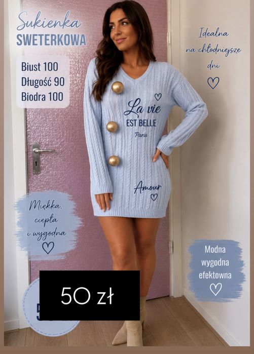 Sukienka sweterkowa biust 90/100
