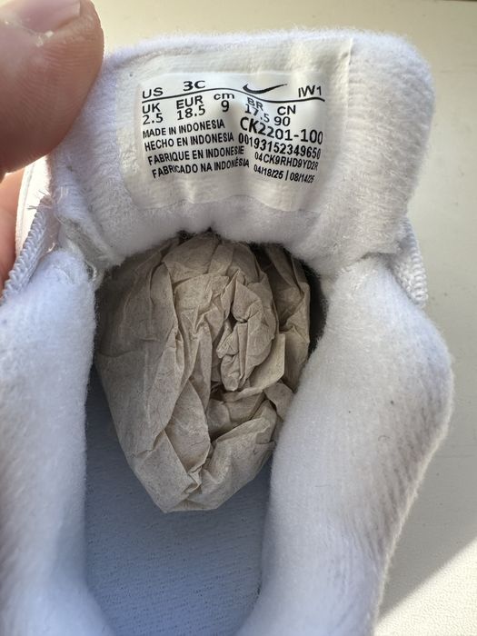 Кросівки дитячі Nike Force 1 Crib білі (оригінал), 0–6 міс, нові