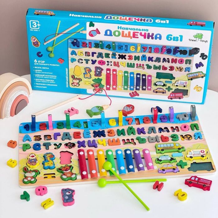 Деревʼяна Дощечка 6 в 1