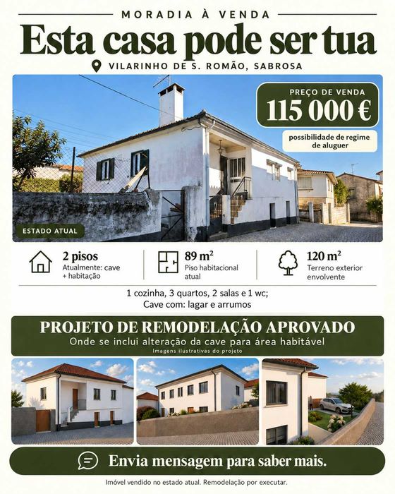 Moradia à venda/ alugar em Vilarinho de S. Romão, Sabrosa