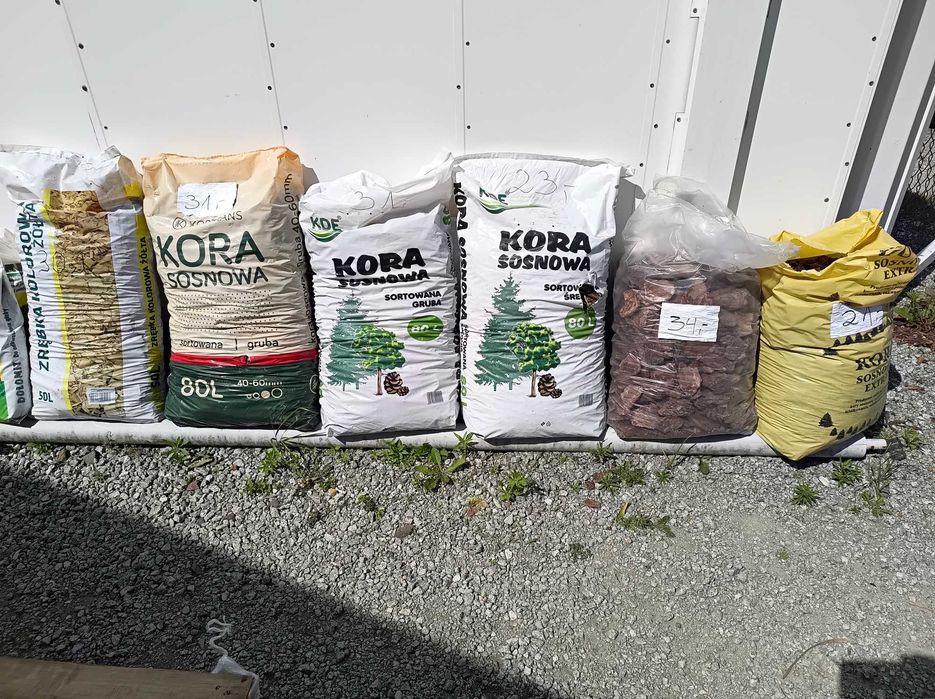 KORA SOSNOWA ZRĘBKI kolorowe zrębka RÓŻNE grubości -frakcje; 50L , 80L