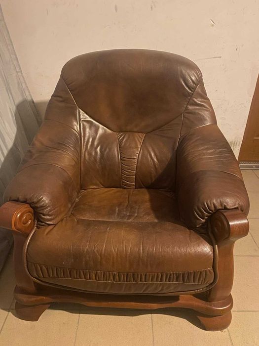 Skórzany komplet wypoczynkowy f-my Kler (kanapa + 2 fotele)