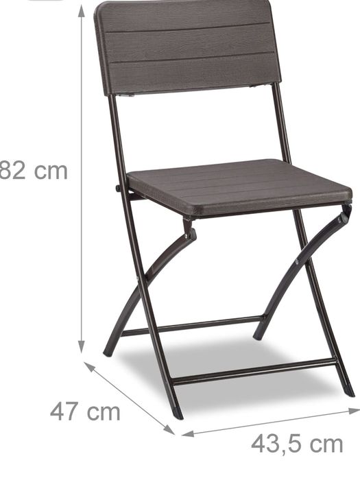 Krzesło ogrodowe składane zestaw 2 szt., imitacja drewna, Relaxdays