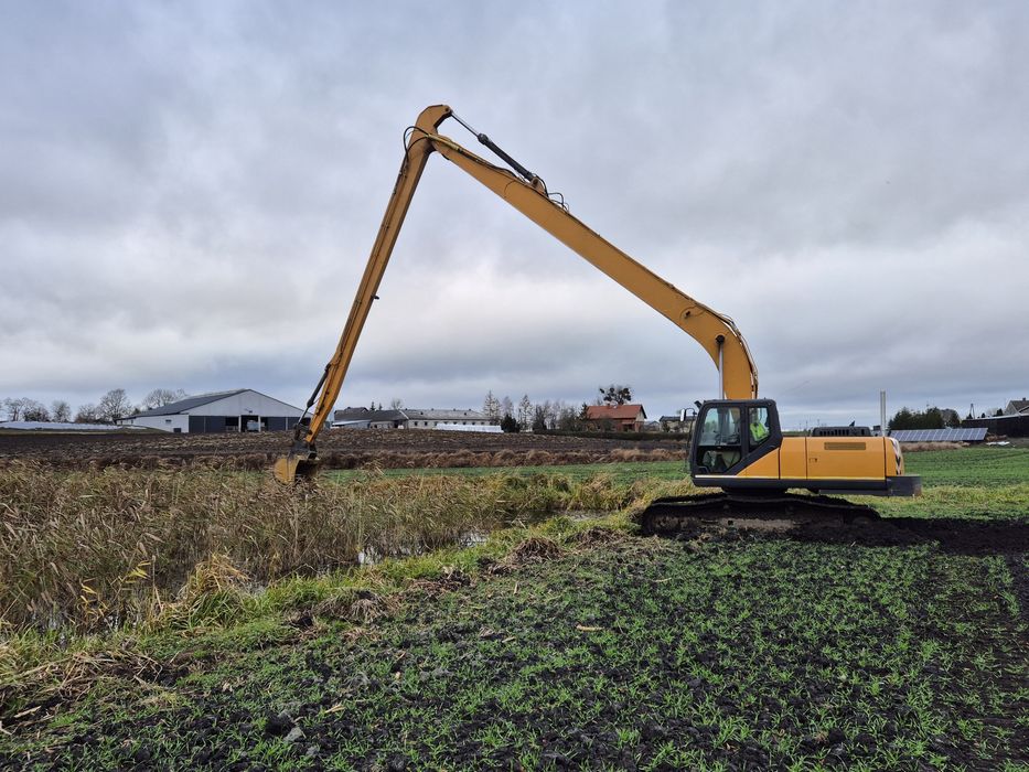Koparka Usługi Long długie ramię 22 metry Kopanie stawów odmulanie