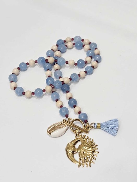 Naszyjnik z chalcedonu z zawieszkami