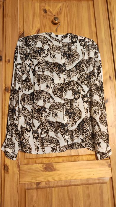 Bluzka H&M wiskoza M 38 ocelot panterka wiązana elegancka