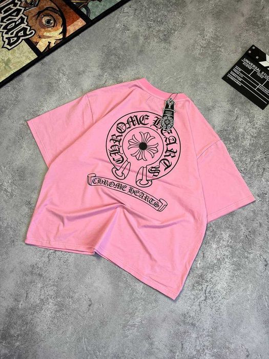 Рожева Футболка Chrome Hearts з бірками (Хром Хартс)
