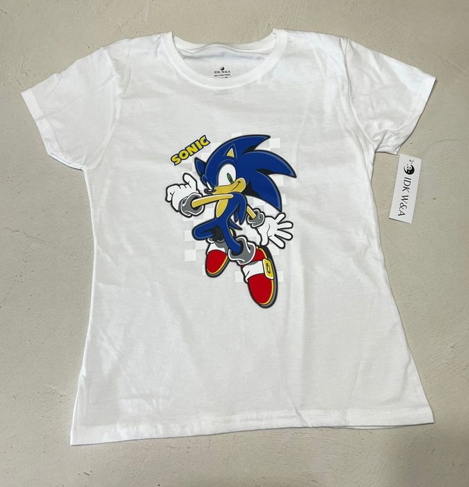 Biala bluzka Sonic rozmiar 104-164cm koszulka t-shirt