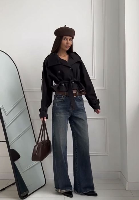 Укорочений жіночий тренч на підкладці