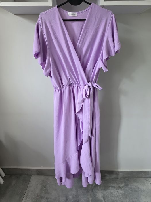 Zwiewna Sukienka Lila Nowa Plus Size