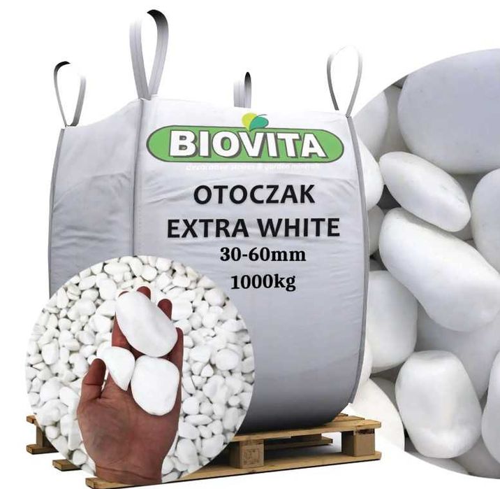 BIG BAG Thassos Otoczak EXTRA WHITE 30-60mm Biovita 1000kg