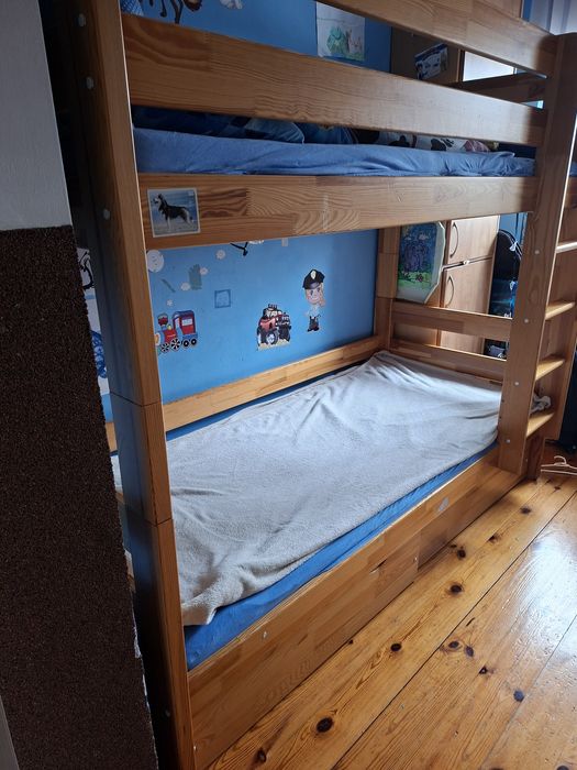 Łóżko piętrowe sosnowe 180x80