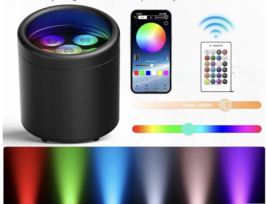 Reflektor LED 108W RGBWA+UV akumulator IP65 DMX APP pilot 1 szt