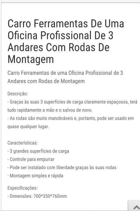 Carrinho trolley e estante de apoio oficina, garagem ou outro negócio