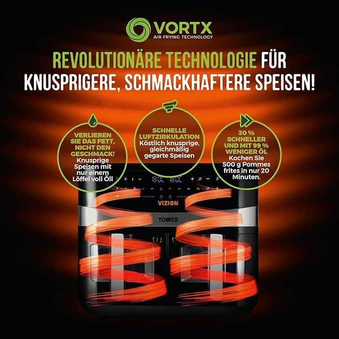 Tower T17100 Vortx Vizion 9L frytkownica powietrzna z cyfrowym panelem