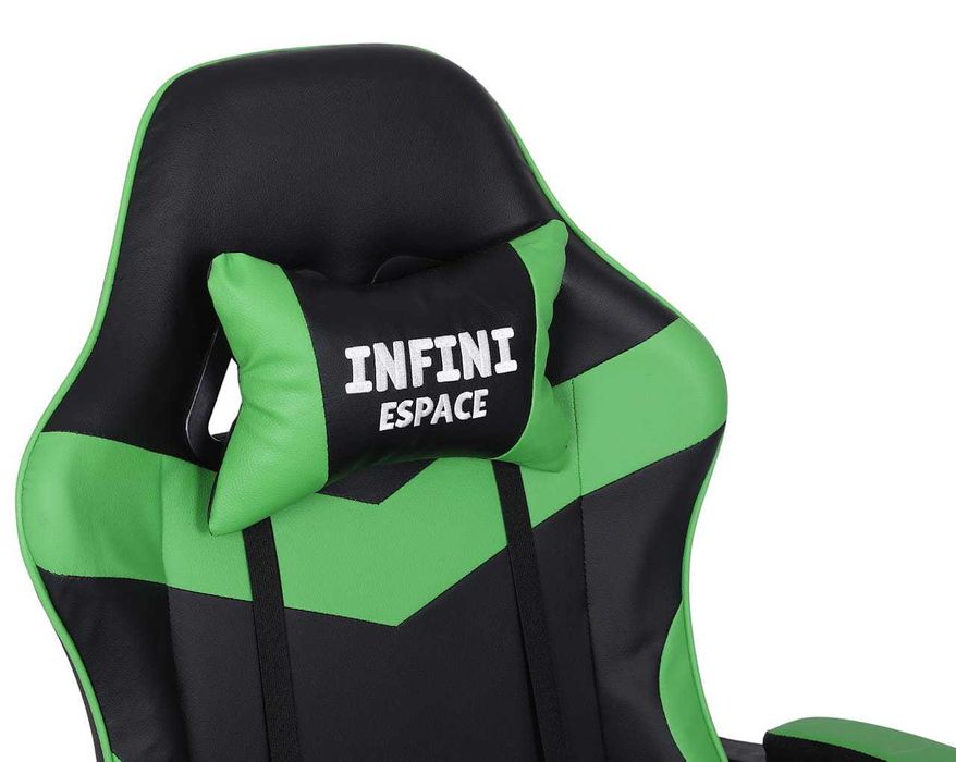 Fotel Gamingowy z podnóżkiem INFINI ESPACE Green
