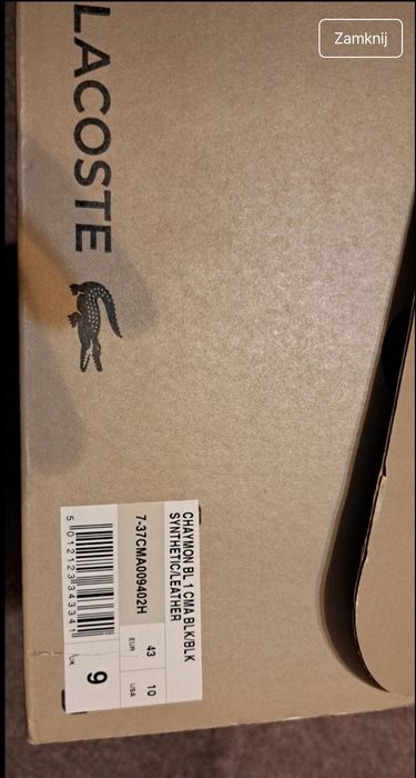 Buty Lacoste Chaymon rozmiar 43 skórzane skóra czarne męskie j. Nowe