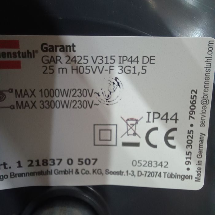 Кабельна котушка Garant V2 IP44 25 м для зовнішнього використання