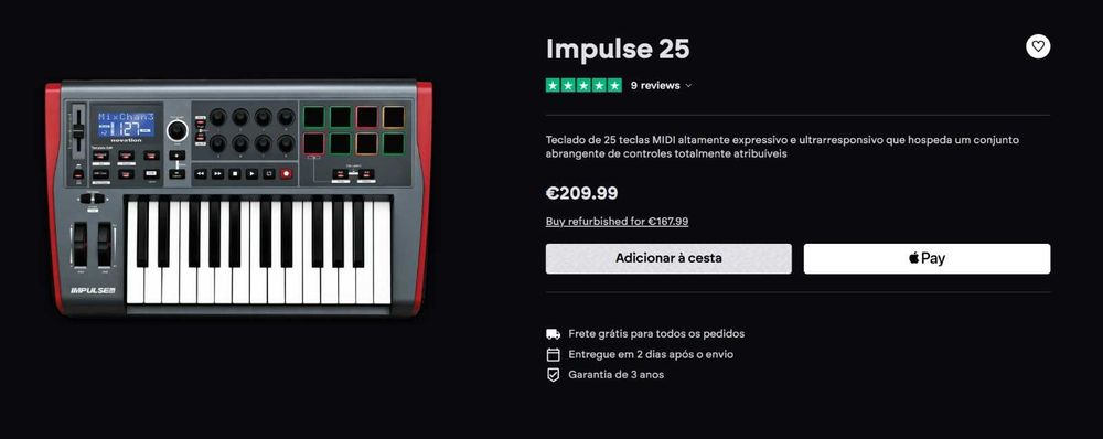 Novation Impulse 25 MIDI Keybord