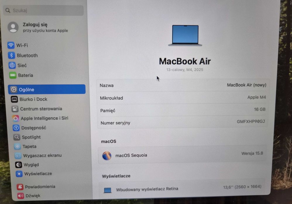 Laptop apple macbook air 2025!! M4/16GB/512GB! GWARANCJA!