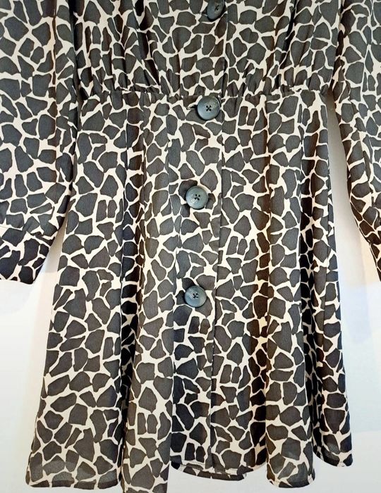 Sukienka, brąz czekoladowy w beżowe cętki, Zara. rozm. S