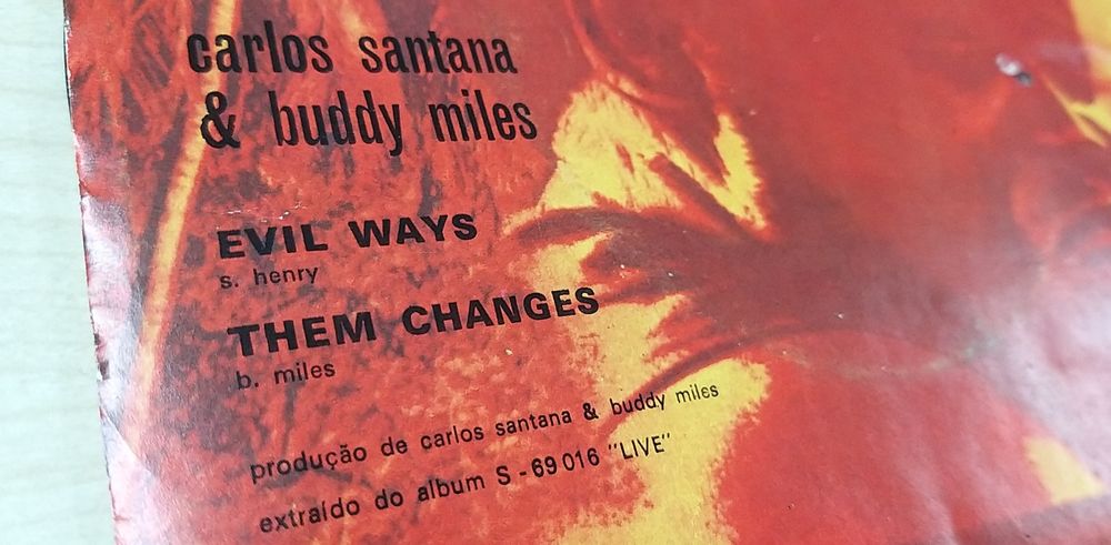 Vinil 45' Carlos Santana & Buddy Miles.
