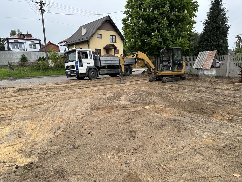 Roboty ziemne, koparko ładowarka minikoparka i wywrotka