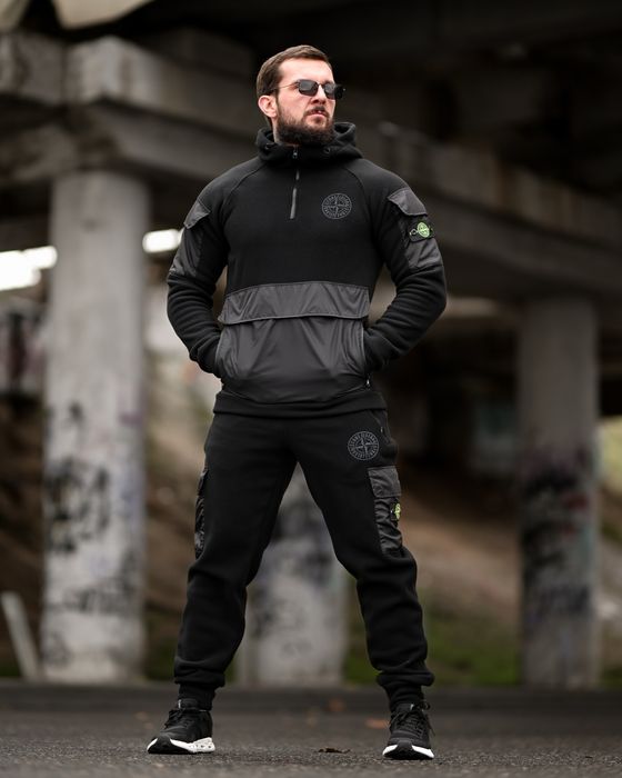 Стильный спортивный костюм мужской, спортивний костюм зимовий чорний