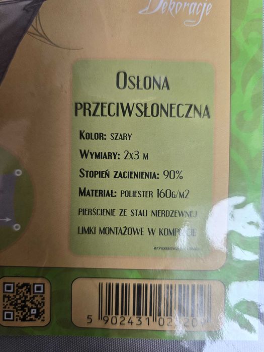 Żagiel ogrodowy- skuteczna ochrona przeciwsłoneczna  2 x 3m