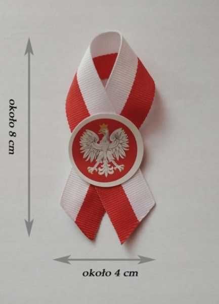 Kotylion narodowy, kokarda, przypinka, godło Polski