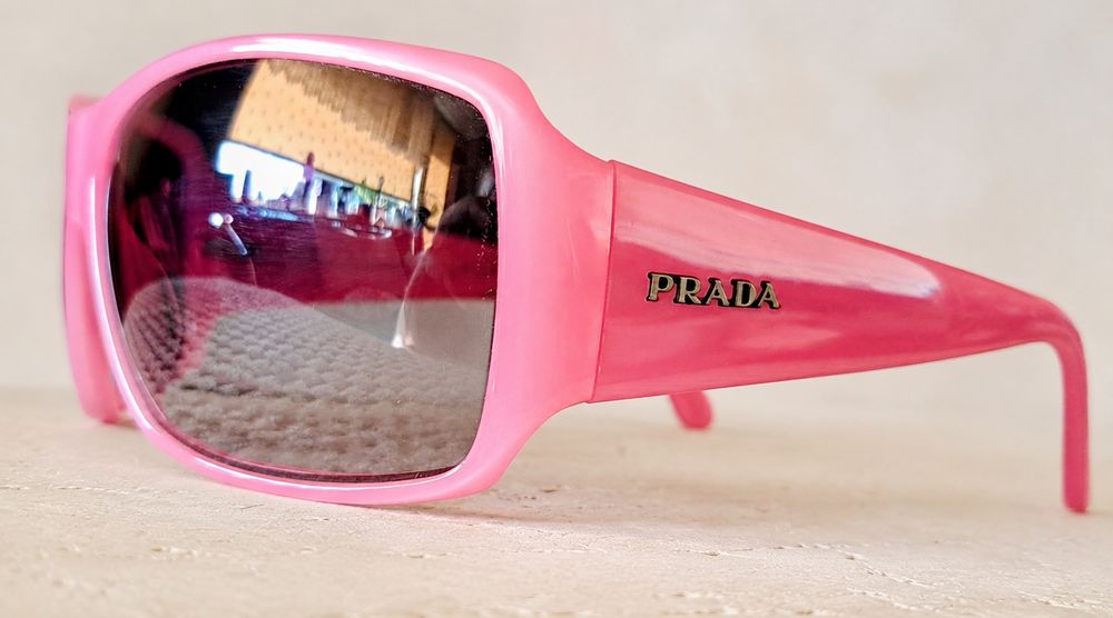 Prada SPR 09G różowe okulary przeciwsłoneczne vintage Y2K