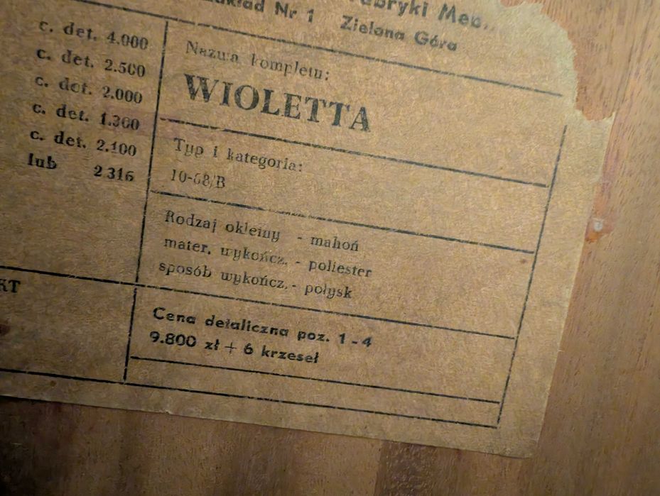 Kultowe PRL Regał z Witryną Wioletta mahoń wysoki połysk