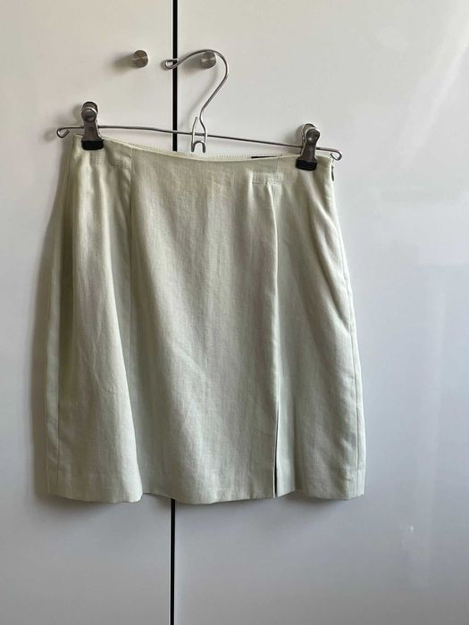 Conjunto blazer + calças + mini saia verde água