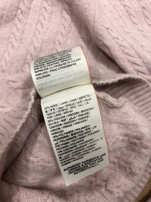Superdry Premium Knitwear roz. M damski różowy sweter z dodatkiem kasz