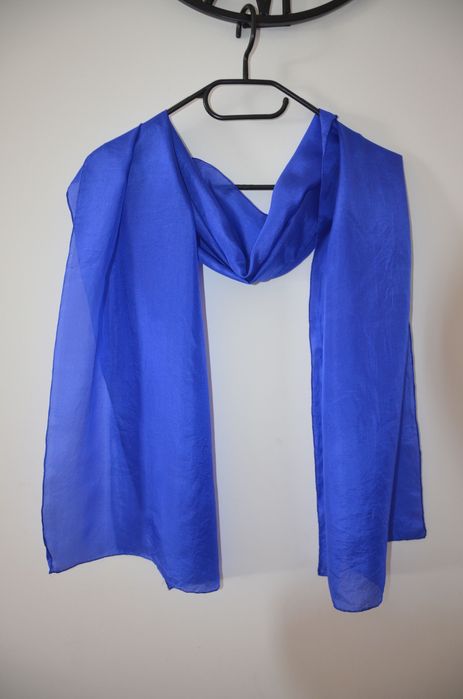piękny chabrowy szal 100% Silk/jedwab 43x170