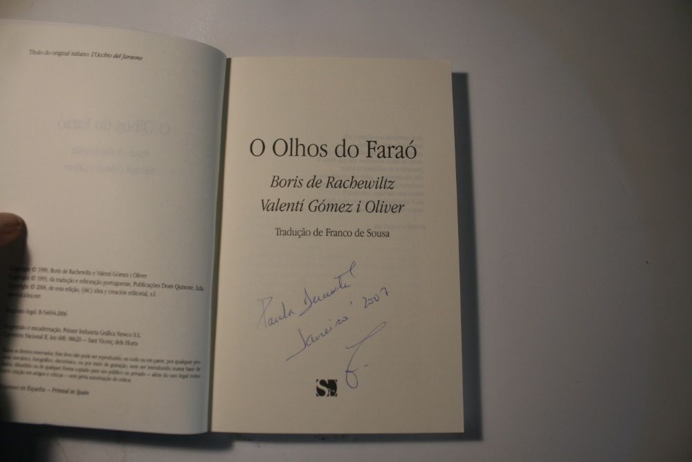 Livro: Os Olhos do Faraó -Valentí Gómez i Oliver - Boris de Rachewiltz