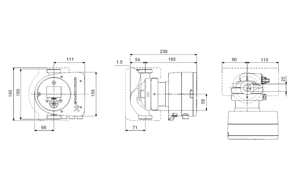 pompa grundfos magna3  25-60 n 180