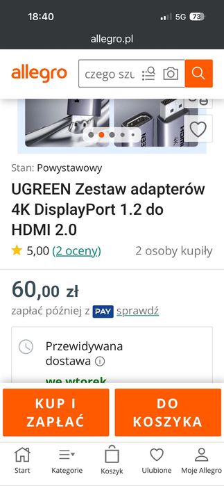 UGREEN Zestaw adapterów 4K DisplayPort 1.2 do HDMI 2.0