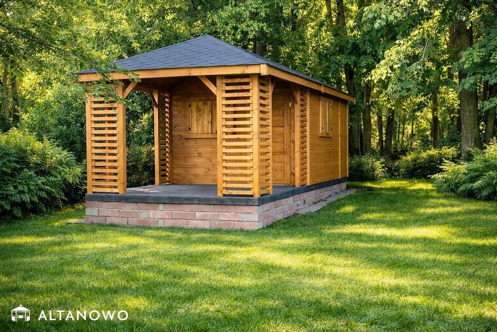 Drewniany domek ogrodowy z altaną letniskowy 3x6 bez pozwolenia | rod
