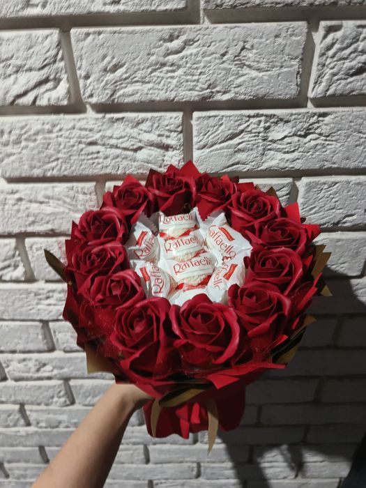 Box ze słodyczy bukiet jadalny bukiet na urodziny imieniny dla niej