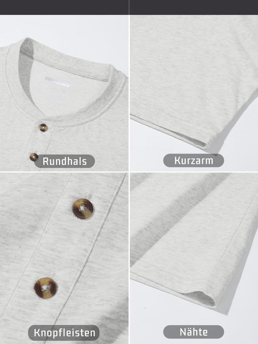 Koszulka męska Henley KEFITEVD, bawełna, biała, rozmiar L