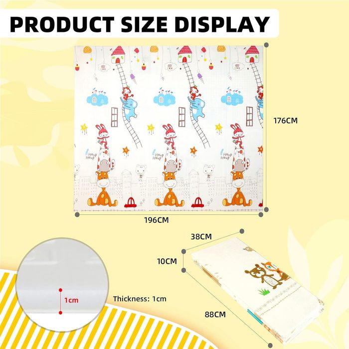 Tapete de bebé acolchoado dobrável reversível